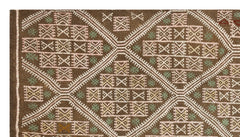 Girit Brown Geometric Wool Handmade Area Rug 4'9" x 8'4"