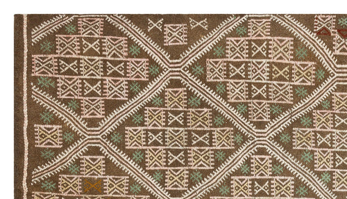 Girit Brown Geometric Wool Handmade Area Rug 4'9" x 8'4"