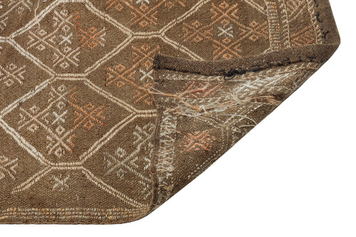 Girit Brown Geometric Wool Handmade Area Rug 6'0" x 10'11"