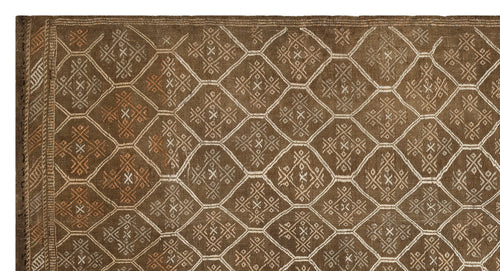 Girit Brown Geometric Wool Handmade Area Rug 6'0" x 10'11"