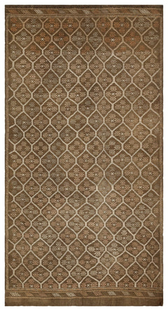 Girit Brown Geometric Wool Handmade Area Rug 6'0" x 10'11"