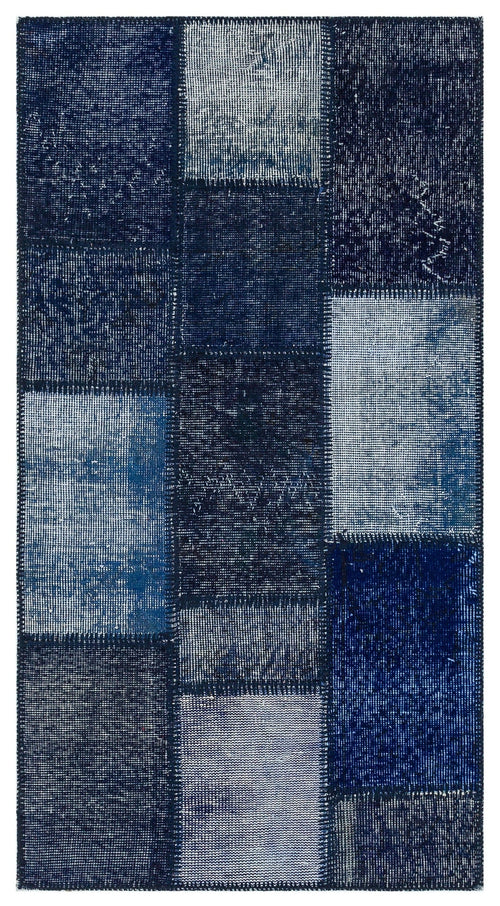 Iskece Blue Vintage Wool Handmade Area Rug 2'7" x 4'10"