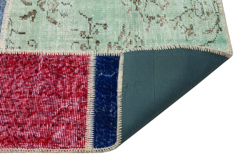 Iskece 36910 Beige Patchwork Wool Handmade Area Rug 5'3" x 7'7"