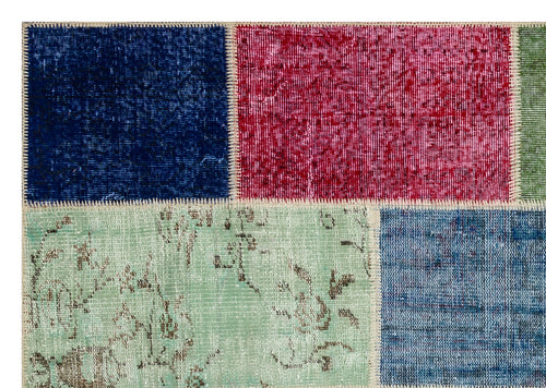 Iskece 36910 Beige Patchwork Wool Handmade Area Rug 5'3" x 7'7"