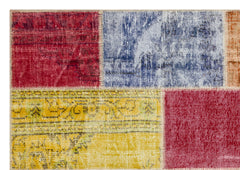 Iskece 36915 Beige Patchwork Wool Handmade Area Rug 5'3" x 7'6"