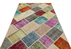 Iskece 36916 Beige Patchwork Wool Handmade Area Rug 5'0" x 7'5"