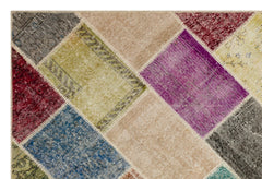 Iskece 36916 Beige Patchwork Wool Handmade Area Rug 5'0" x 7'5"
