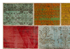 Iskece 36917 Beige Patchwork Wool Handmade Area Rug 5'3" x 7'7"