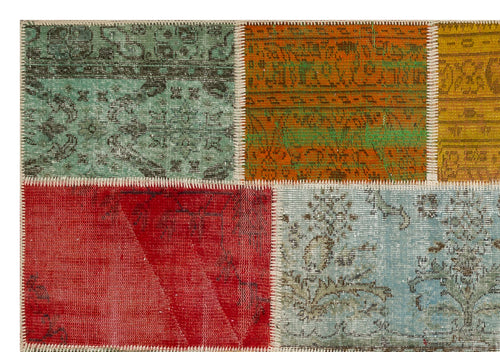 Iskece 36917 Beige Patchwork Wool Handmade Area Rug 5'3" x 7'7"