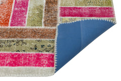 Iskece Beige Patchwork Wool Handmade Area Rug 5'3" x 8'2"