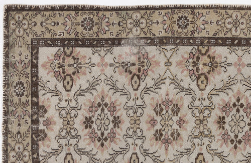 Atina Beige Vintage Wool Handmade Area Rug 5'10" x 8'10"