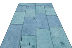 Teselya Turquoise Patchwork Wool Handmade Area Rug 5'1" x 7'4"