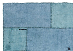 Teselya Turquoise Patchwork Wool Handmade Area Rug 5'1" x 7'4"