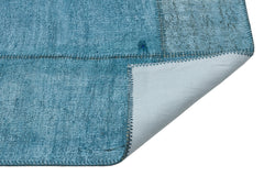 Teselya 36927 Blue Patchwork Wool Handmade Area Rug 5'2" x 7'4"