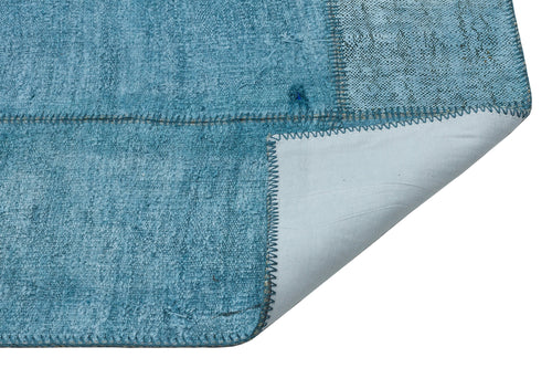 Teselya 36927 Blue Patchwork Wool Handmade Area Rug 5'2" x 7'4"