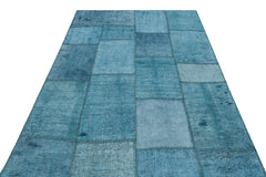 Teselya 36927 Blue Patchwork Wool Handmade Area Rug 5'2" x 7'4"