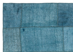 Teselya 36927 Blue Patchwork Wool Handmade Area Rug 5'2" x 7'4"