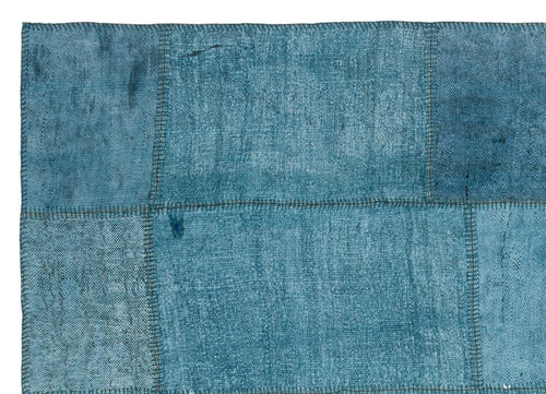 Teselya 36927 Blue Patchwork Wool Handmade Area Rug 5'2" x 7'4"