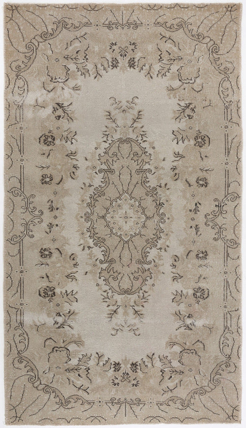 Atina Beige Vintage Wool Handmade Area Rug 5'4" x 9'5"