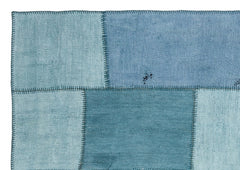 Teselya Turquoise Patchwork Wool Handmade Area Rug 5'1" x 7'4"