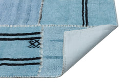 Teselya Blue Patchwork Wool Handmade Area Rug 5'2" x 7'6"