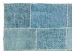 Teselya Turquoise Patchwork Wool Handmade Area Rug 5'1" x 7'3"