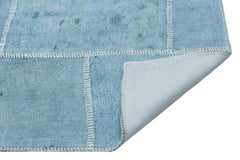 Teselya 36938 Blue Patchwork Wool Handmade Area Rug 5'2" x 7'4"