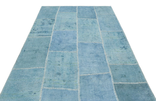 Teselya 36938 Blue Patchwork Wool Handmade Area Rug 5'2" x 7'4"