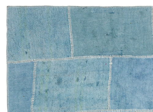 Teselya 36938 Blue Patchwork Wool Handmade Area Rug 5'2" x 7'4"