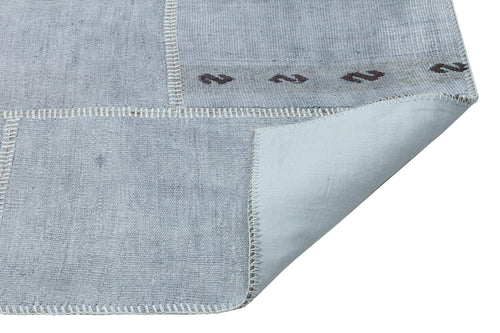 Teselya 36939 Blue Patchwork Wool Handmade Area Rug 5'3" x 7'7"