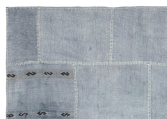 Teselya 36939 Blue Patchwork Wool Handmade Area Rug 5'3" x 7'7"