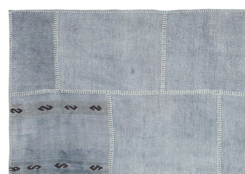 Teselya 36939 Blue Patchwork Wool Handmade Area Rug 5'3" x 7'7"