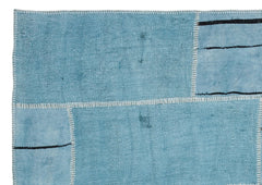 Teselya Blue Patchwork Wool Handmade Area Rug 4'11" x 7'1"