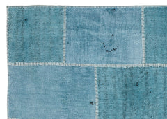 Teselya Turquoise Patchwork Wool Handmade Area Rug 5'2" x 7'3"