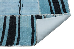 Teselya Blue Patchwork Wool Handmade Area Rug 5'3" x 7'1"