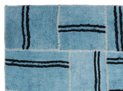 Teselya Turquoise Patchwork Wool Handmade Area Rug 5'3" x 7'1"