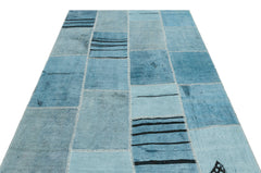 Teselya Turquoise Patchwork Wool Handmade Area Rug 5'3" x 7'3"