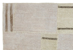 Teselya Beige Patchwork Wool Handmade Area Rug 3'10" x 5'9"