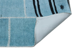 Teselya Blue Patchwork Wool Handmade Area Rug 5'3" x 7'5"