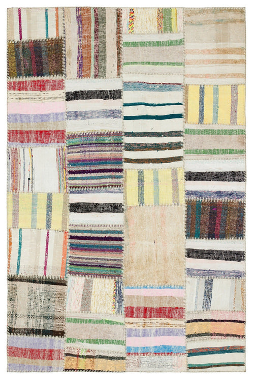 Teselya Beige Vintage Wool Handmade Area Rug 4'11" x 7'7"