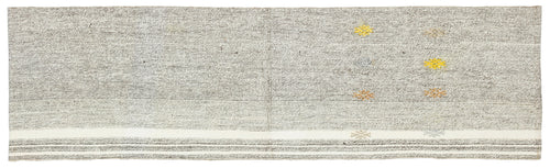 Girit Beige Striped Wool Handmade Area Rug 2'2" x 7'3"