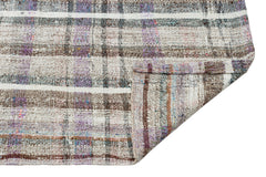 Girit Beige Striped Wool Handmade Area Rug 2'7" x 7'10"