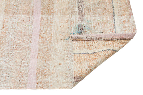 Girit Beige Striped Wool Handmade Area Rug 2'6" x 6'2"