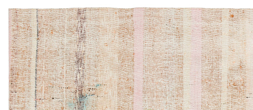 Girit Beige Striped Wool Handmade Area Rug 2'6" x 6'2"