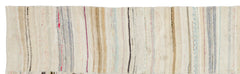 Girit Beige Striped Wool Handmade Area Rug 3'4" x 11'4"