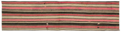 Girit Beige Striped Wool Handmade Area Rug 1'9" x 6'10"