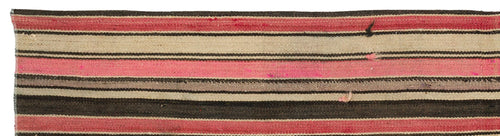 Girit Beige Striped Wool Handmade Area Rug 1'9" x 6'10"
