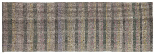 Girit Grey Striped Wool Handmade Area Rug 2'11" x 8'9"
