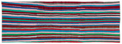 Girit Red Striped Wool Handmade Area Rug 1'10" x 5'1"