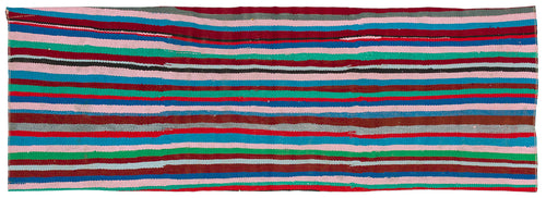 Girit Red Striped Wool Handmade Area Rug 1'10" x 5'1"